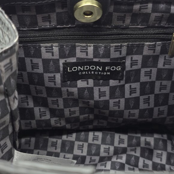 London Fog Crossbody Bag Coco Crocodile Embossed Black Vegan Leather Satchel - Picture 6 of 13